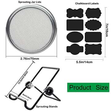 4 Set Seed Sprouting Jar Lids, Regular Mouth Mason Jar Screen Sprouting Kit Lids, 304 Stainless Steel Strainer Screen for Canning Jars with Sprouting Stands for Grow Organic Sprouts