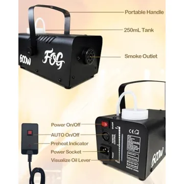 Fog Machine 600W with Wireless Remote Control for Events