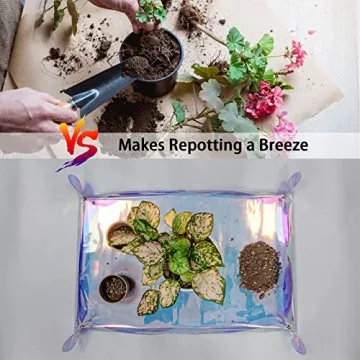 Repotting Mat for Indoor Plants Iridescent Plant Potting Mat Waterproof Potting Repotting Tray Gardening Gifts Mat Cactus Succulent,Orchid Potting Soil Mix Mess Control, 25.6" Garden Tool, Pots Mat