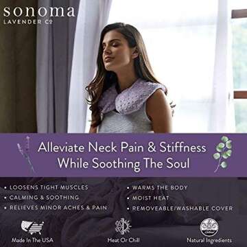Sonoma Lavender Luxury Lavender Heatable/Chillable Neck Pillow, Microwaveable for Neck and Shoulders...