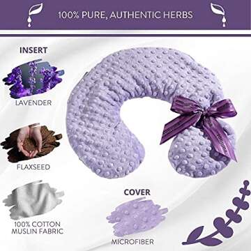 Sonoma Lavender Luxury Lavender Heatable/Chillable Neck Pillow, Microwaveable for Neck and Shoulders with Removable Washable Covers, Great for Relaxation and Pain Relief (Lilac Dot)
