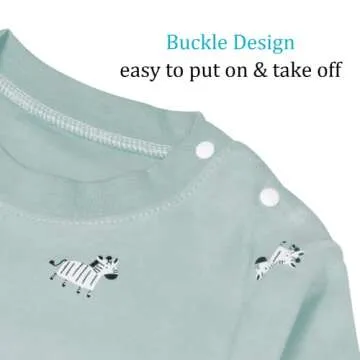 YANWANG Luxuriously Soft Organic Cotton Baby Pajamas Set - Fun Green-Zebra Design