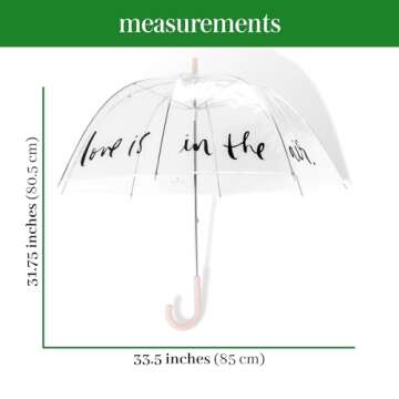 kate spade new york Clear Umbrella for Rain, Large Bubble Umbrella for Weddings, Love Is In The Air