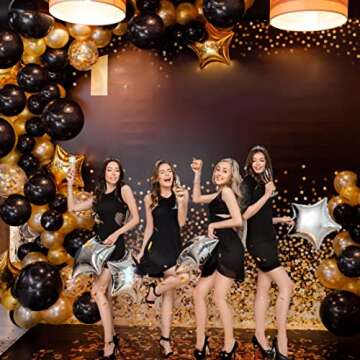 TUPARKA 102 Pcs Black Balloons Garland Arch Kit Different Sizes Black Latex Balloons 5 10 12 18 inch...