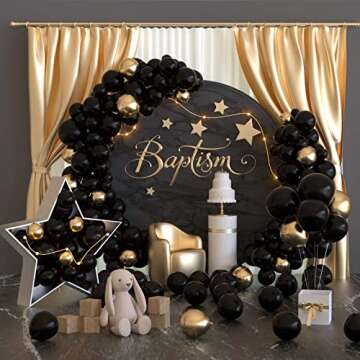 TUPARKA 102 Pcs Black Balloons Garland Arch Kit Different Sizes Black Latex Balloons 5 10 12 18 inch Black Balloons with Garland Strip for Birthday Wedding Graduation Party Decorations