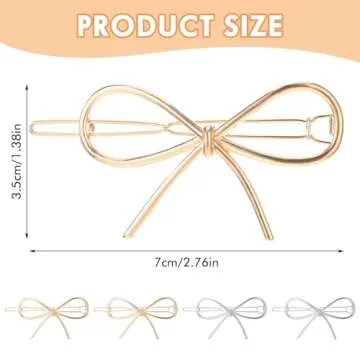 4Pcs Metal Bow Hairpins, Hair Clips for Women Girls,Gold and Silver Bowknot Barrettes Simple Bow Hair Barrettes, Bow Hair Clips and Hair Pin