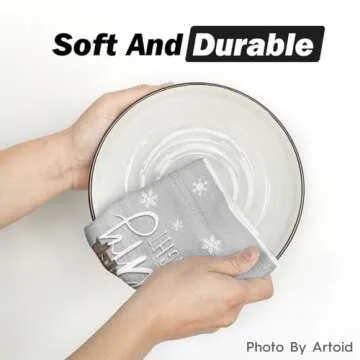 Artoid Mode Wood Xmas Tree Christmas Kitchen Towels Dish Towels, 18x26 Inch Holiday Merry and Bright Winter Decoration Hand Towels Set of 2