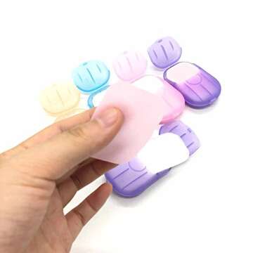 esowemsn 6 Packs Portable Disposable Travel Hiking Washing Hand Bath Toiletry Paper Soap Sheets(Random Color)