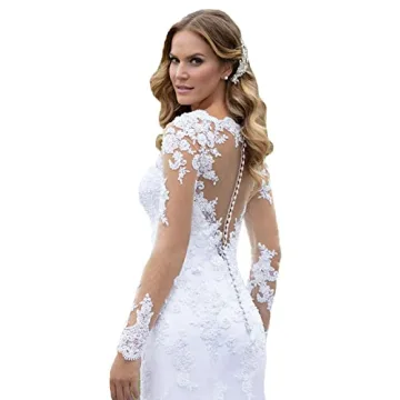 Fanciest Long Sleeve Lace Wedding Dress for Brides 2024