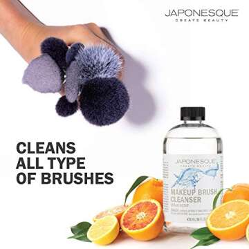 JAPONESQUE Makeup Brush Cleanser, Beauty Tool Cleaner, Citrus Scent, 16 Ounces
