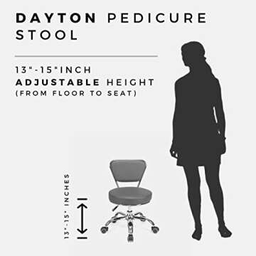 MAYAKOBA Salon Nail Pedicure Stool Pedicure Chair DAYTON WHITE Pneumatic, Adjustable, Rolling Salon ...