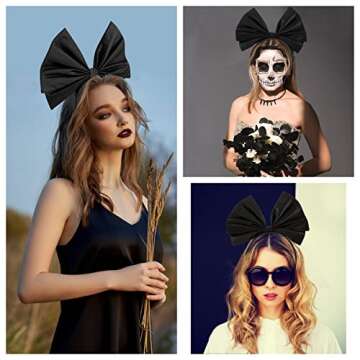 Ayliss Women Bow Headband Cute Big Bowknot Hair Hoop Halloween Cosplay Party Hairband Dress Headwear Custume Accessories (Black)