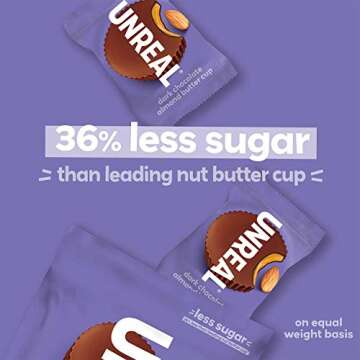 UNREAL Dark Chocolate Almond Butter Cups | 5g Sugar | Certified Vegan, Gluten Free, Fair Trade, Non-GMO | No Sugar Alcohols or Soy | 3 Bags