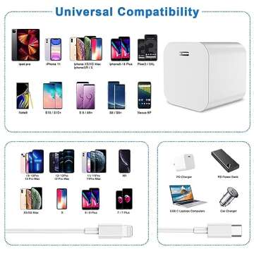 iPhone Charger Fast Charging 2 Pack Type C Wall Charger Block with 2 Pack 10FT Long USB C to Lightning Cable for iPhone 14/13/12/12 Pro Max/11/Xs Max/XR/X,AirPods Pro