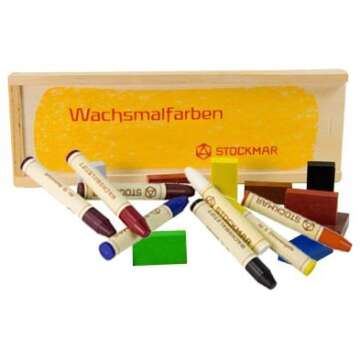 Stockmar Beeswax Crayons Mixed Set in Wooden Storage Case