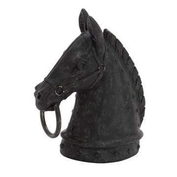 Deco 79 Polystone Horse Decorative Sculpture with Gold Accents for Home Decor