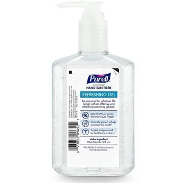 PURELL Advanced Hand Sanitizer, Refreshing Gel, 8 fl oz Sanitizer Table Top Pump Bottles (Pack of 2) - 9652-06-EC2PK