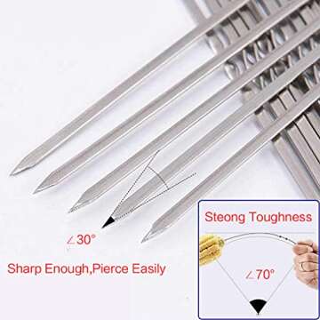 Metal Skewers for Grilling,Kabob Skewers,Flat BBQ Barbecue Skewer,Grilling Skewers Set,Reusable BBQ (14" skewers(16 pack))