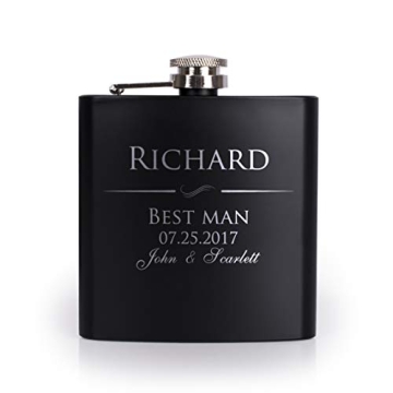 P Lab Groomsmen Gift - Custom Engraved 6oz Flask with Gift Box Option