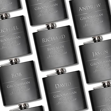 Custom Engraved Groomsmen Flasks, Perfect Wedding Gifts