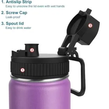 koodee 16 oz Stainless Steel Water Bottle for Kids