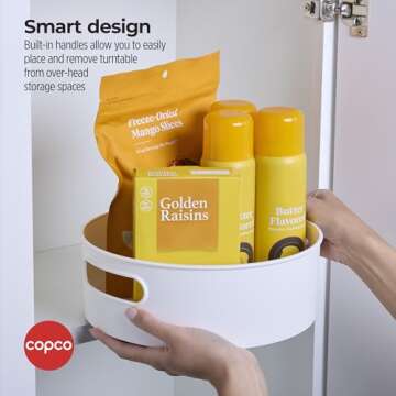 Copco Non-Skid Storage Turntable, 10-Inch, Gray and White