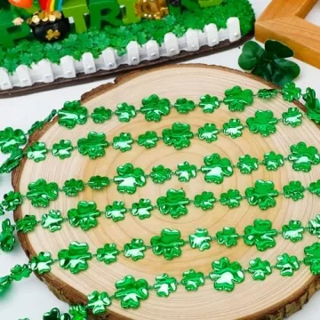 12PCS Shamrock Green Beads Necklace for St. Patrick's Day Festivities