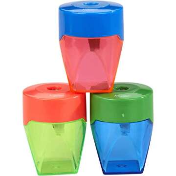 Sorillo Brands 3 Colorful Compact Metal Pencil Sharpener Value Pack - Colored Pencils, Watercolor Pencils, School Pencils