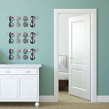 Flutesan 3 Pieces Sunglasses Organizers Wall Mounted Glasses Holder Sunglasses Rack for Hanging Your Multiple Eyeglasses Sunglasses Holder Eyeglass Holder Stand for Home and Office, 12 Slots