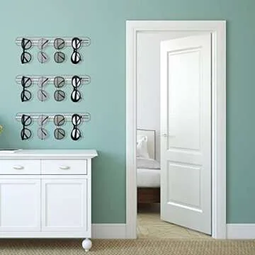 Flutesan 3 Pieces Sunglasses Organizers Wall Mounted Glasses Holder Sunglasses Rack for Hanging Your Multiple Eyeglasses Sunglasses Holder Eyeglass Holder Stand for Home and Office, 12 Slots