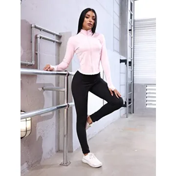 UANEO Workout Tops for Women Cropped Workout Jackets for Women Yoga Athletic Jacket (Pink-M)