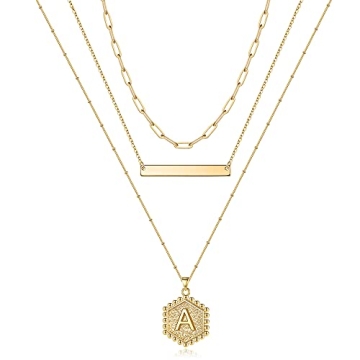 Turandoss Gold Layered Initial Necklaces – Elegant 14K Jewelry Set