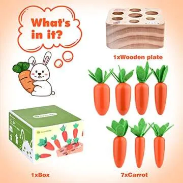 LITPRIN Montessori Size Wooden Toys for 1 2 3 Years Old Boys and Girls, Carrots Harvest Toy for Toddlers Age 1-2, Educational Toy Shape Size Sorting Puzzle Developmental Learning Gifts for Toddlers