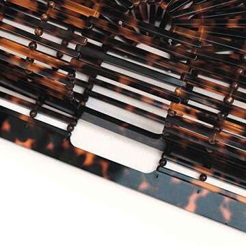 Womens Bamboo/Acrylic Clutch Handbag Large Tote Bag Beach Bag (Tortie)