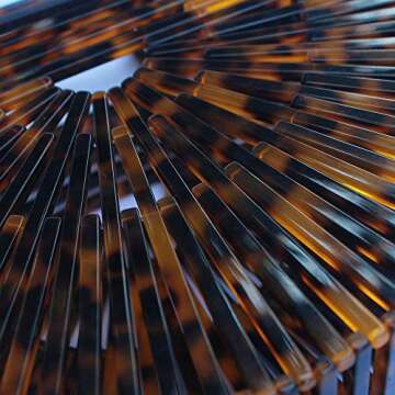 Womens Bamboo/Acrylic Clutch Handbag Large Tote Bag Beach Bag (Tortie)