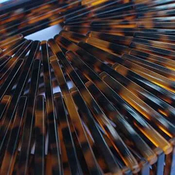 Womens Bamboo/Acrylic Clutch Handbag Large Tote Bag Beach Bag (Tortie)