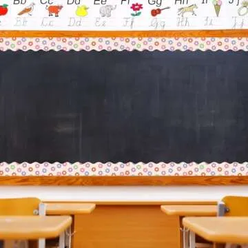 Whaline 196.8ft Pastel Boho Bulletin Board Borders Daisy Flower Checkered Groovy Die-Cut Rolled Board Trim for School Classroom Office Chalkboard, 6 Rolls