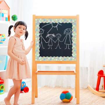 Whaline 196.8ft Pastel Boho Bulletin Board Borders Daisy Flower Checkered Groovy Die-Cut Rolled Board Trim for School Classroom Office Chalkboard, 6 Rolls