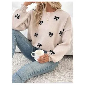 Stylish BEAUDRM Bow Print Sweater for Women