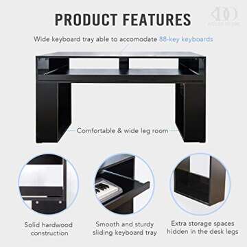 Atelier DE ONE Music Studio Desk Wood | Recording Studio Desk | Music Production Desk | Home Studio Workstation | MIDI Controller Desk | Studio Desk Workstation Music Studio Desk Music Production