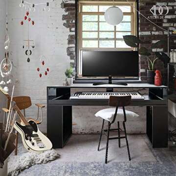 Atelier DE ONE Music Studio Desk Wood | Recording Studio Desk | Music Production Desk | Home Studio Workstation | MIDI Controller Desk | Studio Desk Workstation Music Studio Desk Music Production