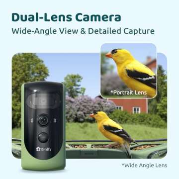 Birdfy 2 Smart Bird Feeder with Camera, Dual-Lens, Solar-Powered, Wireless Birdwatching, Permanent A...