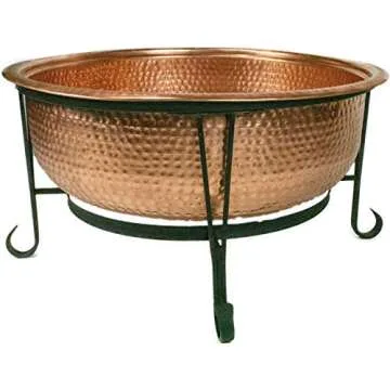Global Outdoors 26" Genuine Copper Fire Pit with Screen, Cover and Safety Poker