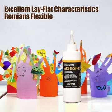 LINECO Neutral pH Adhesive 8 Oz, Acid-Free, All-purpose Glue, Dries Clear and Remains Flexible. Used for Bookbinding and Book Repair, Framing, Collages, Paper Art and Crafts