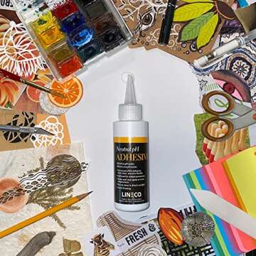 LINECO Neutral pH Adhesive 8 Oz, Acid-Free, All-purpose Glue, Dries Clear and Remains Flexible. Used for Bookbinding and Book Repair, Framing, Collages, Paper Art and Crafts