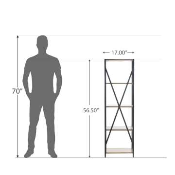 Rustic Acacia Wood Bookcase with Iron Accents - 17"