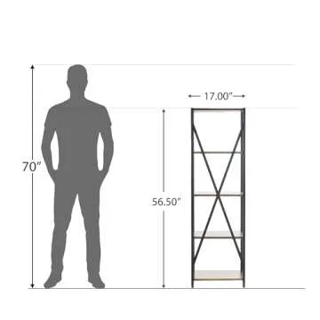 Rustic Acacia Wood Bookcase with Iron Accents - 17"