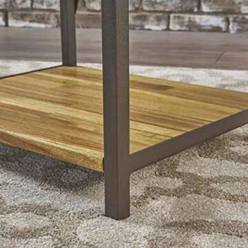 Rustic Acacia Wood Bookcase with Iron Accents - 17"