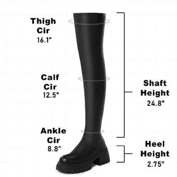 VIMISAOI Womens Chunky Block Platform Boots Fashion Pull On Round Toe Goth Knee High Boots Over the Knee Boots