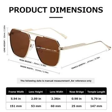 Kimorn Oversized Polarized Retro Sunglasses for Men & Women